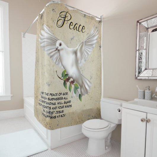Dove of Peace Personalisiert Scripture Verse Duschvorhang (Beispiel)