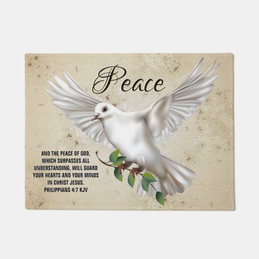 Dove of Peace Personalisiert Scripture Verse Fußmatte (Vorderseite)