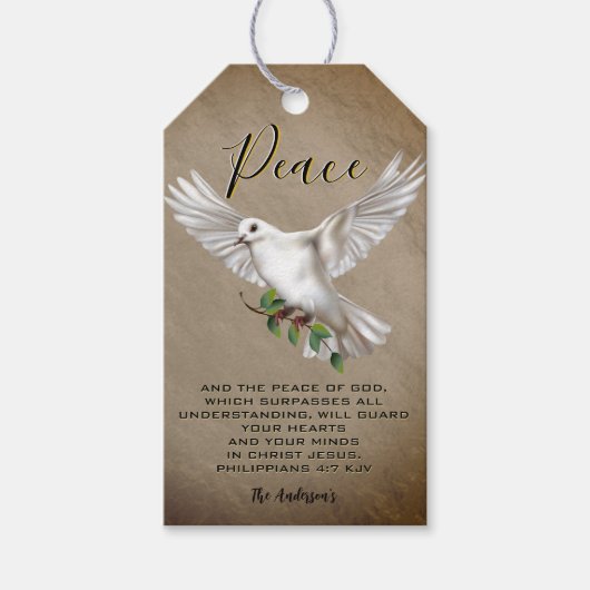 Dove of Peace Personalisiert Scripture Verse Geschenkanhänger (Vorderseite)