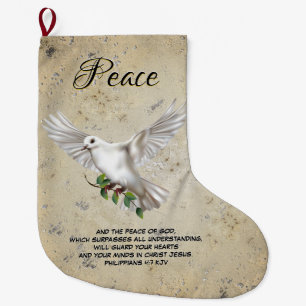 Dove of Peace Personalisiert Scripture Verse Großer Weihnachtsstrumpf