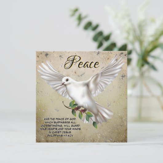 Dove of Peace Personalisiert Scripture Verse Karte (Stehend Vorderseite)