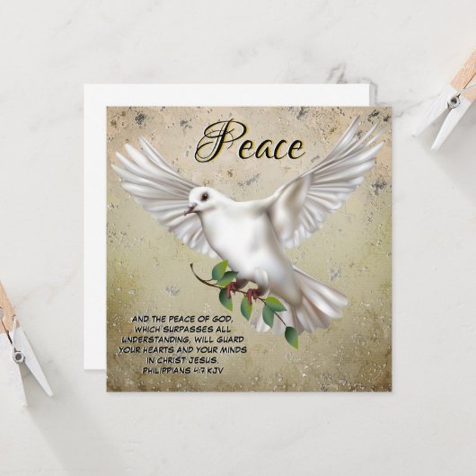 Dove of Peace Personalisiert Scripture Verse Karte (Vorderseite/Rückseite Beispiel)