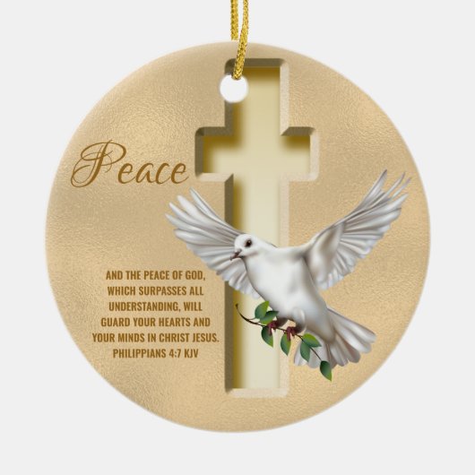 Dove of Peace Personalisiert Scripture Verse Keramik Ornament (Vorne)