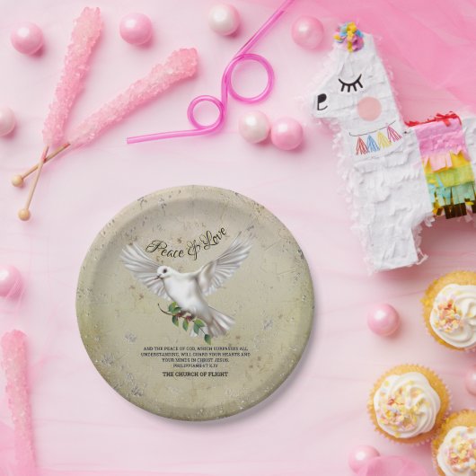 Dove of Peace Personalisiert Scripture Verse Pappteller (Party)