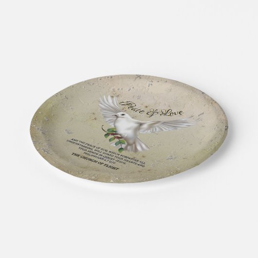 Dove of Peace Personalisiert Scripture Verse Pappteller (Schrägansicht)