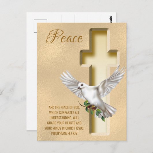 Dove of Peace Personalisiert Scripture Verse Postkarte (Vorne/Hinten)