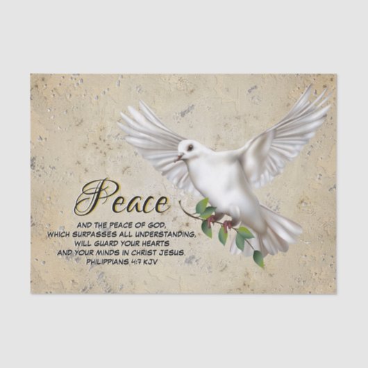 Dove of Peace Personalisiert Scripture Verse Seidenpapier (Vorderseite)