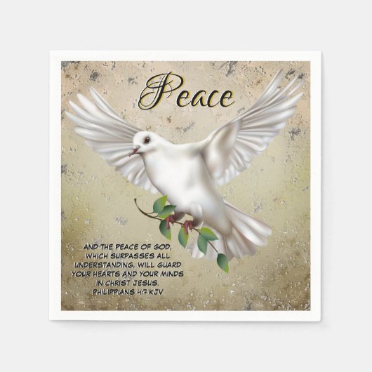 Dove of Peace Personalisiert Scripture Verse Serviette (Vorderseite)
