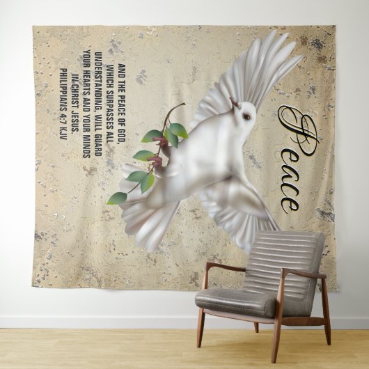 Dove of Peace Personalisiert Scripture Verse Wandteppich (Beispiel (Horizontal))