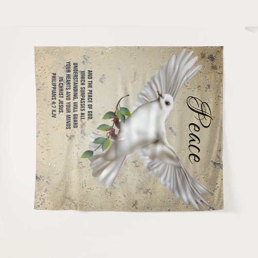 Dove of Peace Personalisiert Scripture Verse Wandteppich (Vorderseite (Horizontal))