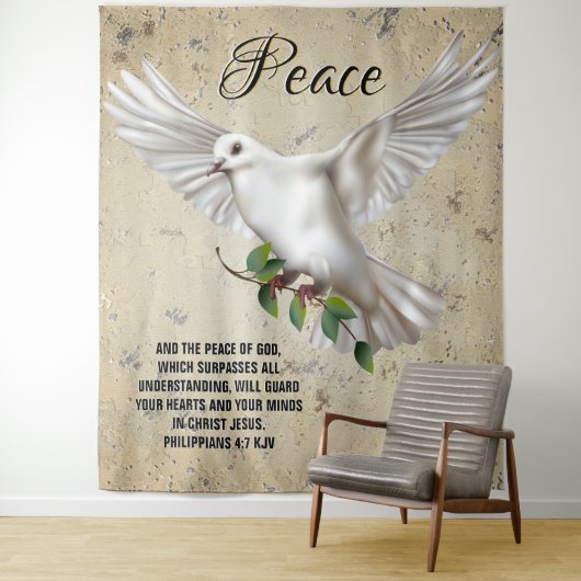 Dove of Peace Personalisiert Scripture Verse Wandteppich (Beispiel)