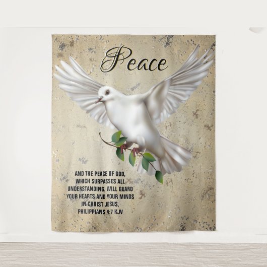 Dove of Peace Personalisiert Scripture Verse Wandteppich (Vorderseite)