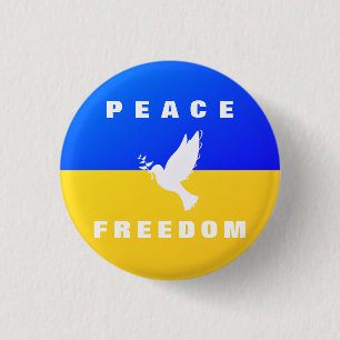 Dove of Peace Support Ukraine Buttons - Freiheit