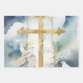 Dove of Peace und Cross Wrapping Paper Geschenkpapier Set (Vorderseite 2)