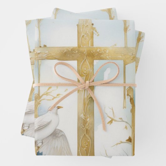 Dove of Peace und Cross Wrapping Paper Geschenkpapier Set (Beispiel)
