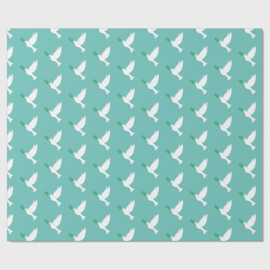 Dove of Peace White Bird Muster auf Blue Geschenkpapier (Flach)