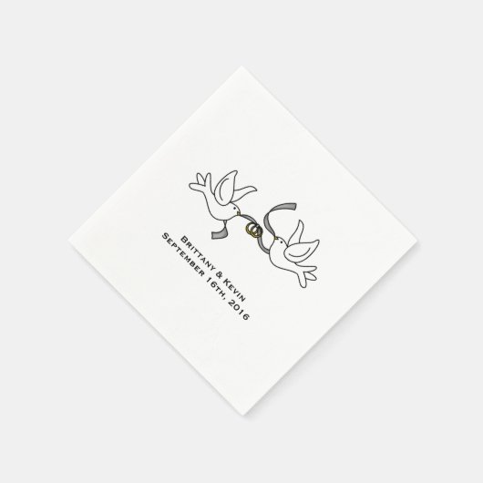 Dove Pair Personalisierte Entsorgungspapier Napkin Serviette (Ecke)