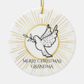 Dove Peace Editable Oma Black White Keramik Ornament (Vorne)