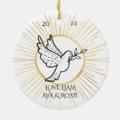 Dove Peace Editable Oma Black White Keramik Ornament (Hinten)