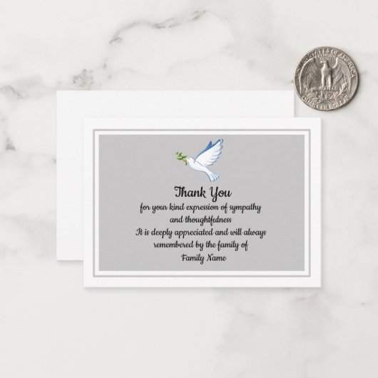 Dove Peace Flying After Beerdigung Danke Karten (Vorderseite/Rückseite Beispiel)