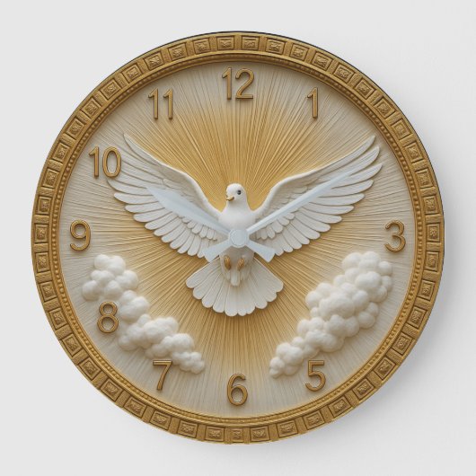 Dove peace symbol bird spiritual harmony große wanduhr (Vorderseite)