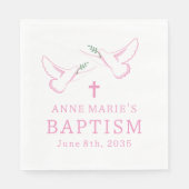 Dove Pink Girl Taufe Serviette (Vorderseite)