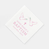 Dove Pink Girl Taufe Serviette (Ecke)