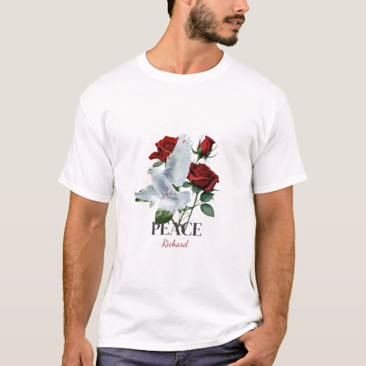 Dove Rose Custom Name Personalized T-Shirt (Vorderseite)