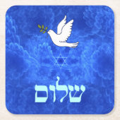 Dove - Shalom Rechteckiger Pappuntersetzer (Vorderseite)