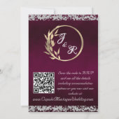 Dove, Silver Heart & Glitter, QR Code - Purple Einladung (Rückseite)