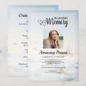 Dove & Sky Beerdigung Reihenfolge des Dienstes Ein Einladung (Vorne/Hinten)