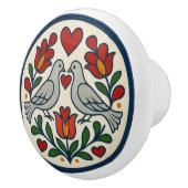 Dove und Tulip Pennsylvania Dutch Hex Sign Knob Keramikknauf (Rechts)