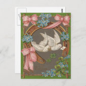 Dove Vergiss-Me-Nots Horseshoe Vierblättriges Klee Postkarte (Vorne/Hinten)