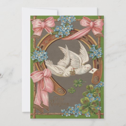 Dove Vergiss-Me-Not's Horseshoe Wedding Einladung (Vorderseite)