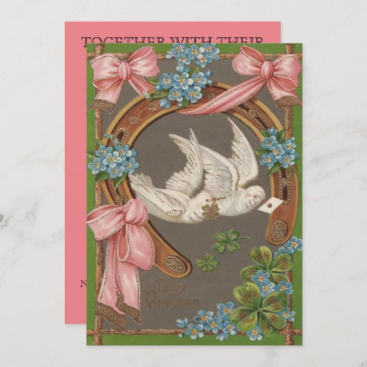 Dove Vergiss-Me-Not's Horseshoe Wedding Einladung (Vorne/Hinten)