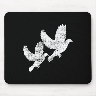 Dove Vintage Flying Two Pigeon T-Shirt Vogel Gesch Mousepad