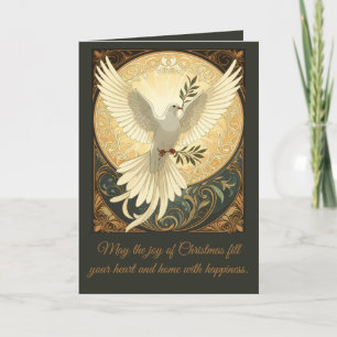 Dove Vogel trägt einen Olivenzweig Weihnachtsdesig Feiertagskarte
