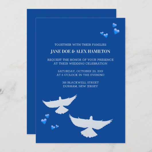 Dove Wedding Einladung (Vorne/Hinten)