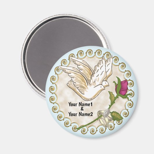 Dove Wedding Rings Magnet (Vorderseite/Rückseite)