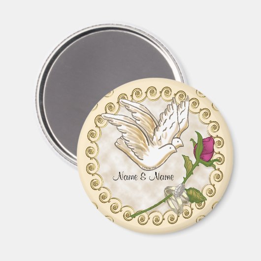 Dove Wedding Rings Magnet (Vorderseite/Rückseite)