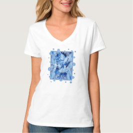 Dove With Celtic Peace Text In Blue Tones T-Shirt