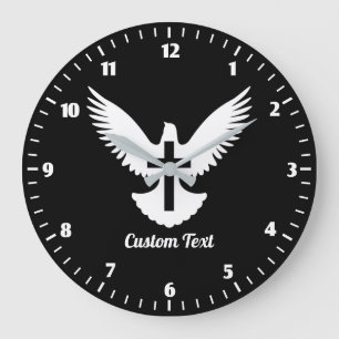 Dove with Cross Large Clock Große Wanduhr