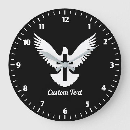 Dove with Cross Large Clock Große Wanduhr (Vorderseite)