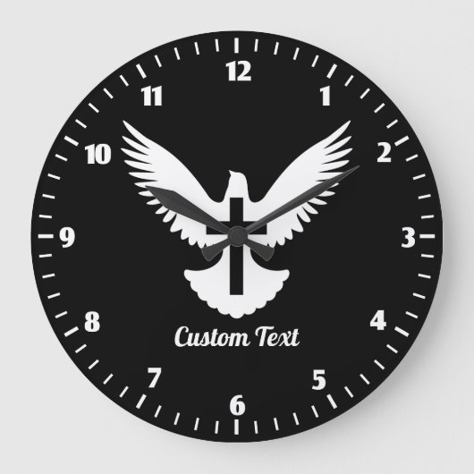 Dove with Cross Large Clock Große Wanduhr (Vorderseite)