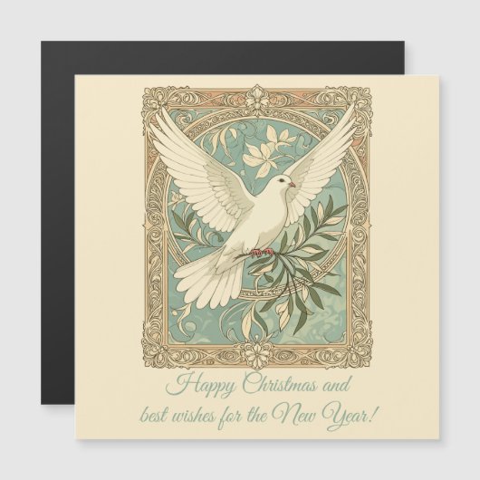 Dove With Olive Branch Christmas Magnetkarte (Vorne/Hinten)