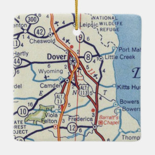 Dover DE Vintag Map Keramikornament