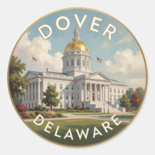 Dover Delaware Capitol Reise Illustration Runder Aufkleber