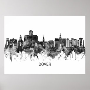 Dover Delaware Skyline BW Poster