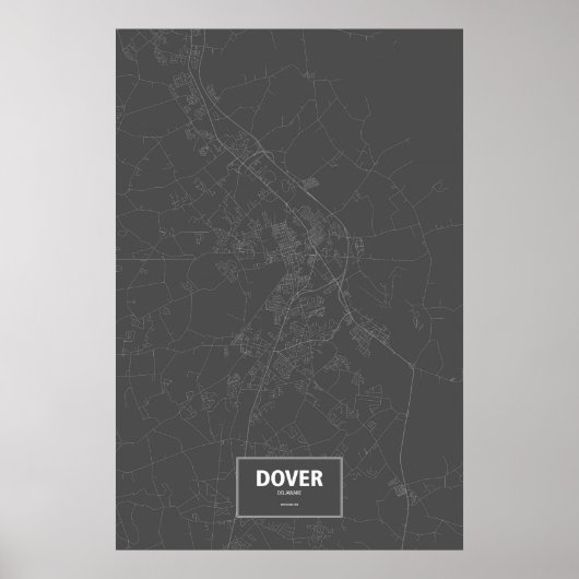 Dover, Delaware (weiß auf schwarz) Poster (Vorne)