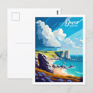 Dover England Vintage-Reiseort-Illustration Postkarte